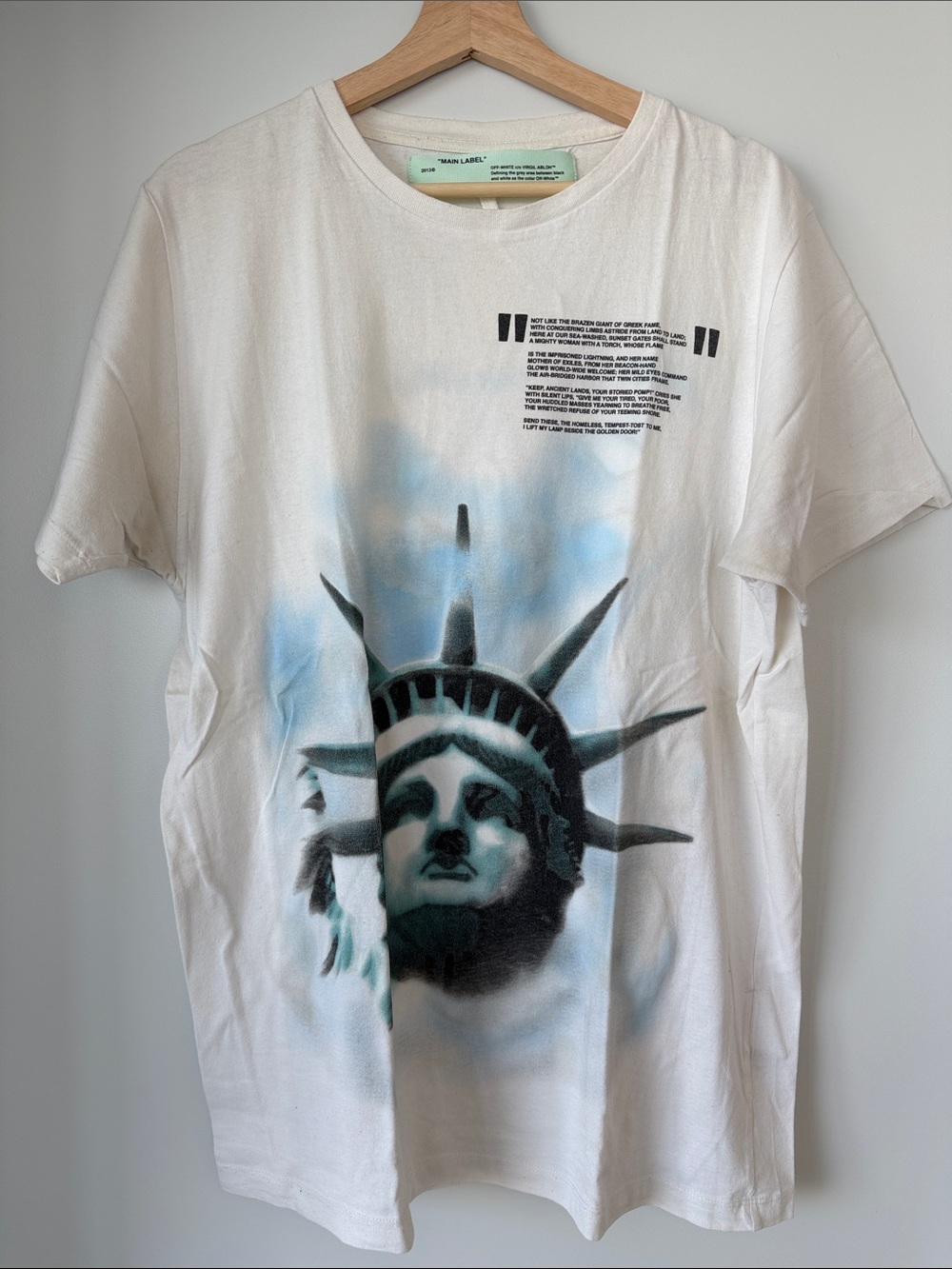 Off-White Vintage Graphic Tee with Statue of Liberty Print (2013)